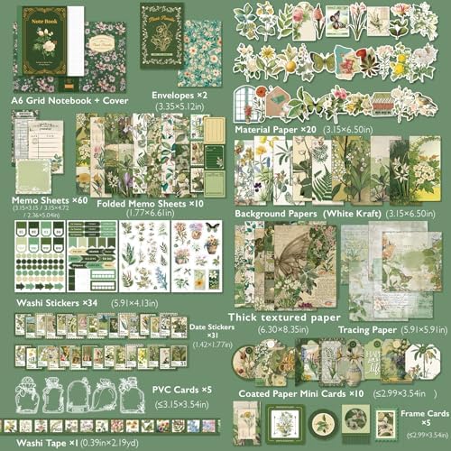 Scrapbooking Supplies Kit, A6 Grid Notebook, Vintage Junk Journaling Kit - Image 2