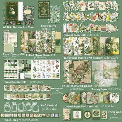 Scrapbooking Supplies Kit, A6 Grid Notebook, Vintage Junk Journaling Kit - Image 2