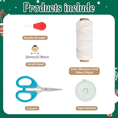 ORIGACH DIY Macrame Christmas Tree Large Wall Hanging kit Handmade Woven Macrame Wall Hanging Kit for Beginners Adults with Step by Step Video Tutorial Instruction Christmas Ornaments, 40x21inch