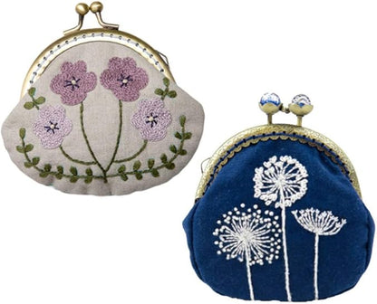 1 Set Coin Purse Embroidery Pouch Making Kit Lock Embroidery Tool DIY Coin Bag (Dandelion Style)