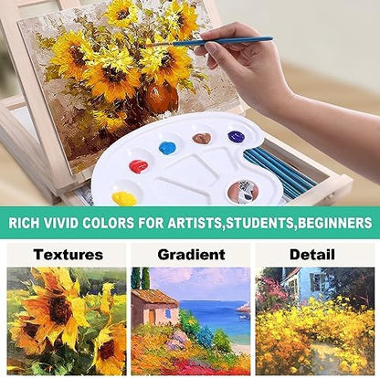 54 Pieces Complete Acrylic Paint Set with Portable Wooden Tabletop Easel - Image 6