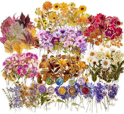 emmoolife Pressed Flower Stickers Set (380 PCS) Dried Flowers Themed Resin Sticker Decals Floral Botanical Journaling Stickers for Scrapbook Supplies Bullet Junk Journal Bottles Planner Laptops by emmoolife