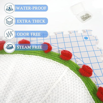 Yarniss Blocking Mats for Knitting & Crocheting - Extra Thick Blocking Boards with Grids,White