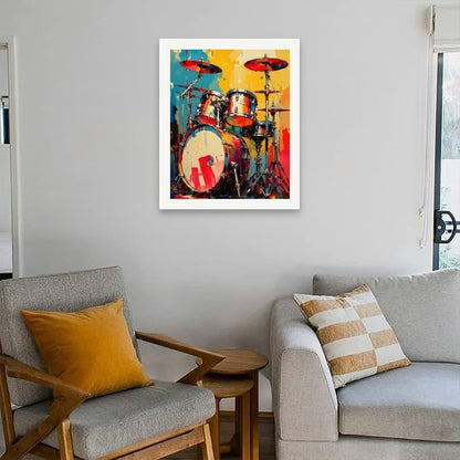 Music Paint by Numbers Kit for Adults – DIY Colorful Drum Set Painting on Canvas 16x20 Inches, Acrylic Paint Set for Beginners, Artistic Wall Art for Home Decoration or Gifts - Image 4