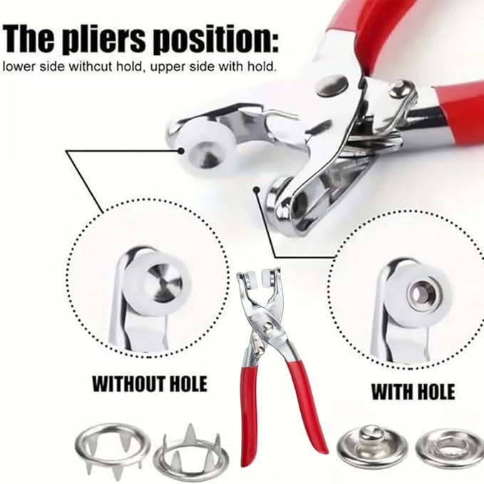 Sewing Kit with 100pcs Metal Buttons – Manual Pliers Tool Included, Sewing Kit with Metal Buttons DIY Crafts and Home Repairs Plastic Accessories (2PCS)