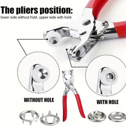 Sewing Kit with 100pcs Metal Buttons – Manual Pliers Tool Included, Sewing Kit with Metal Buttons DIY Crafts and Home Repairs Plastic Accessories (2PCS)