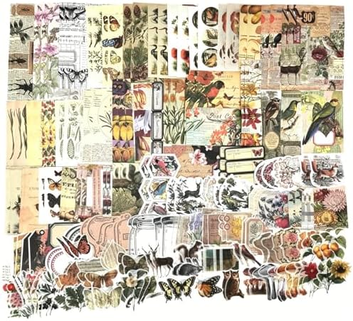 Esweny 200 Pieces Vintage Ephemera Scrapbooking Supplies Pack for Journaling, Decoupage Paper Scrapbook Stickers Kit for Junk Journal Planners Collage Craft Notebooks Album (Forests) by Esweny