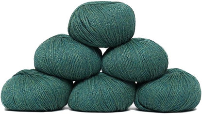 100% Baby Alpaca Yarn Wool Set of 6 Skeins (300 Grams) DK Weight - Made in Peru - Heavenly Soft and Perfect for Knitting and Crocheting (Heather Blue Green, DK - 6 Skeins)