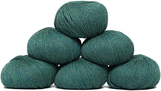 100% Baby Alpaca Yarn Wool Set of 6 Skeins (300 Grams) DK Weight - Made in Peru - Heavenly Soft and Perfect for Knitting and Crocheting (Heather Blue Green, DK - 6 Skeins)