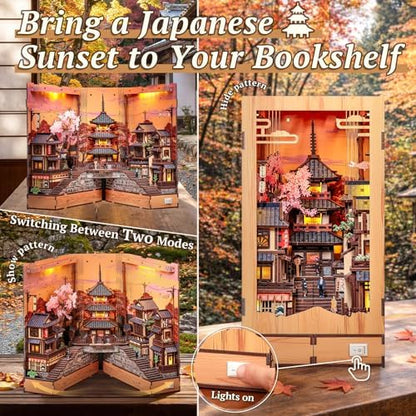 Fsolis Japanese Book Nook Kit Miniature House, Twilight Sakura Path - Image 3