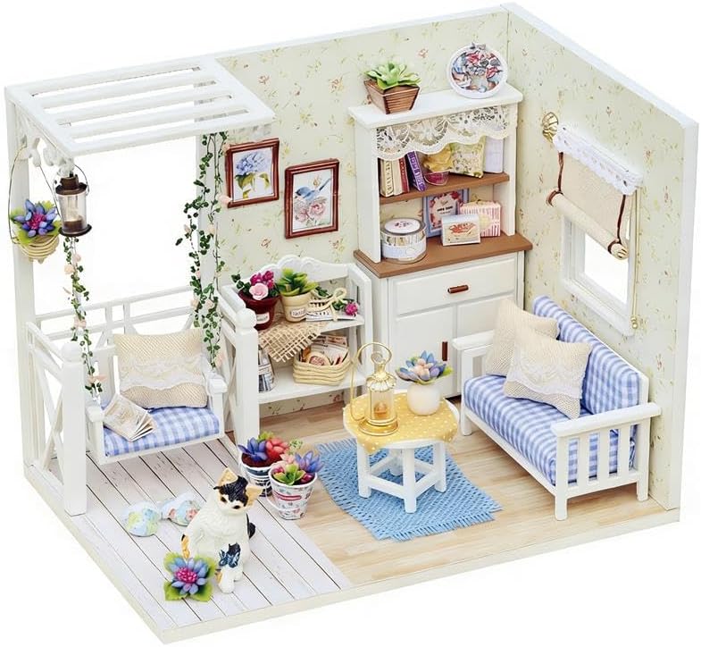 CUTEROOM DIY Miniature House Kit - Mini Craft Rooms for Adults with LED Lights, Realistic Mini Dollhouse Kit Building Model Kit, Creative Home Decor Gift- Kitten Diary - Image 6