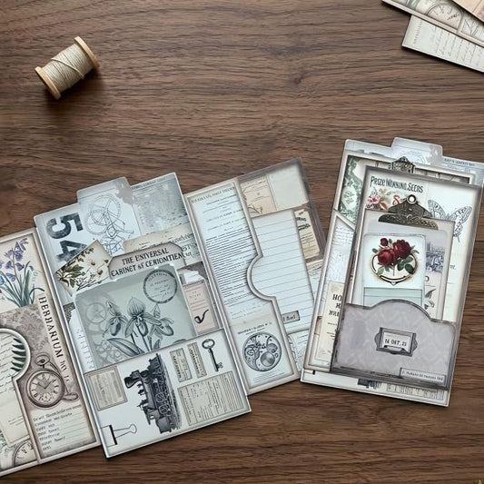 Vintage Curiosity Reverie Junk Journal Folio Kit, Vintage Scrapbook DIY Handcraft Supplies, Creative Mini Folder & Booklet Making Set for Handmade Art Projects by Unknown