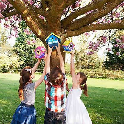hapray 12 Pack Bird House Kit for Kids, DIY Wooden Birdhouse with Paints - Image 6