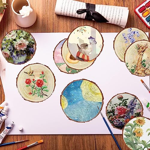 Unfinished Wood Slices for centerpieces 18 PCS 5.1-5.5 Inch,Round Wooden Discs with Tree Bark,Wood Cookies Circles for Crafts Christmas Ornaments,Wood Slice for Rustic Wedding Decoration - Image 4