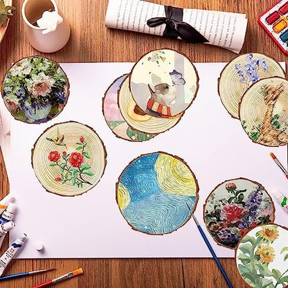 Unfinished Wood Slices for centerpieces 18 PCS 5.1-5.5 Inch,Round Wooden Discs with Tree Bark,Wood Cookies Circles for Crafts Christmas Ornaments,Wood Slice for Rustic Wedding Decoration - Image 4