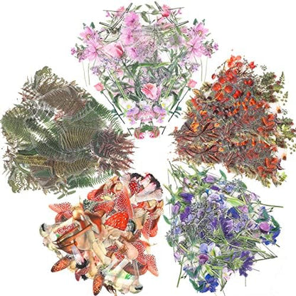 pengxiaomei 200 Pcs Floral Scrapbooking Vintage Stickers, Self-Adhesive Flowers Stickers for Journaling Card Making Scrapbook Style Wall Notebook Letters Window DIY (Mixed Style) Assorted, Multicolor by Pengxiaomei