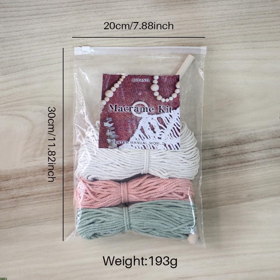 BUFANTL DIY Macrame Leaf Wall Hanging Kit for Beginners, Boho Woven Tapestry Craft Kit with Macrame Cord, Wooden Beads & Printed Instructions, Home Decor Macrame Kit for Adults - Image 6