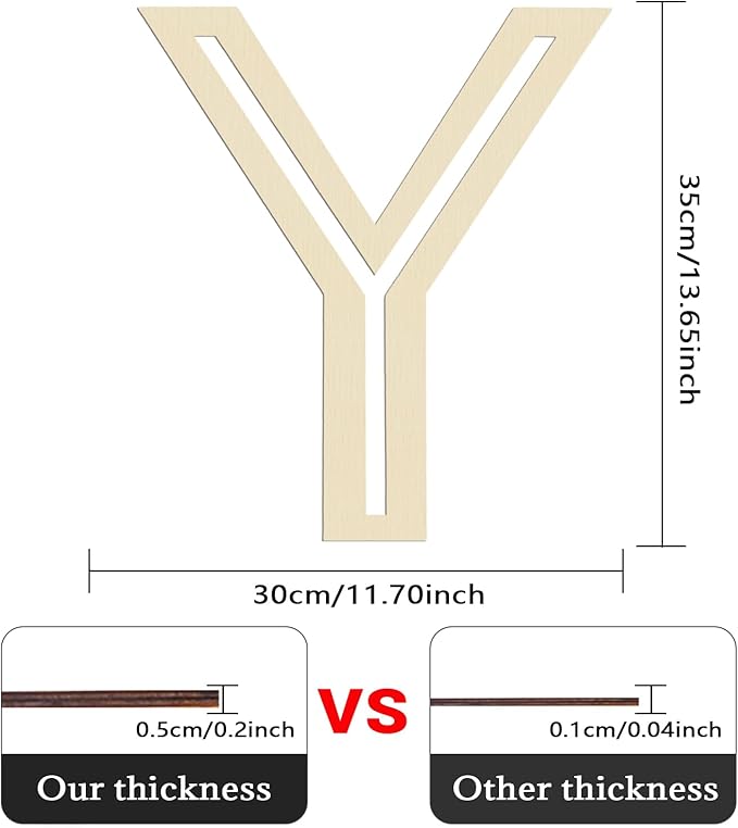 Large Wooden Letters 14 inch for Wall Decor Crafts Big Wood Letter Y 1/5 Inch Thick Unfinished Alphabet Cutouts Paintable Letters for DIY Wreath Home Party Wedding Baby Nursery Decorations (Y)