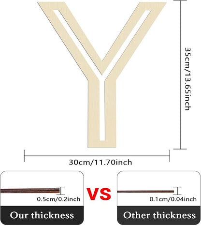 Large Wooden Letters 14 inch for Wall Decor Crafts Big Wood Letter Y 1/5 Inch Thick Unfinished Alphabet Cutouts Paintable Letters for DIY Wreath Home Party Wedding Baby Nursery Decorations (Y)