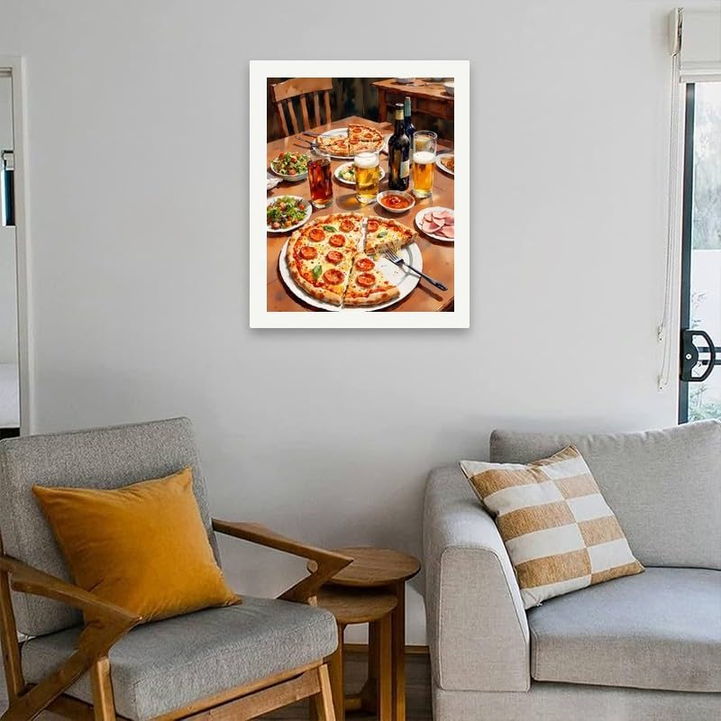 TAOPAOLAB Food & Drink Paint by Numbers Kit for Adults - DIY Pepperoni Pizza and DrinkTable Painting on Canvas 16x20 Inches, Acrylic Paint Set, Suitable for Beginners, Art for Kitchen Decor or Gifts - Image 4
