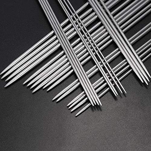 Knitting Needle Set, BCMRUN 22PCS 2mm(B)-8mm(L) Straight Single Pointed Stainless Steel Sweater Needles Set(11Pair-11 Size,9.8 inch) with Locking Stitch Makers Large-Eye Needles Measure Tape (25CM) - Image 6