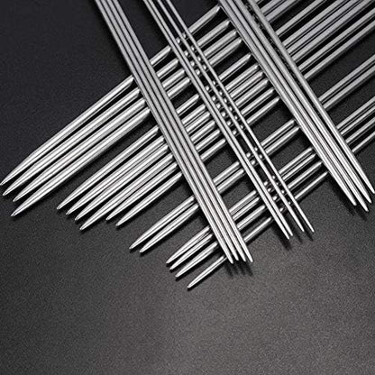 Knitting Needle Set, BCMRUN 22PCS 2mm(B)-8mm(L) Straight Single Pointed Stainless Steel Sweater Needles Set(11Pair-11 Size,9.8 inch) with Locking Stitch Makers Large-Eye Needles Measure Tape (25CM) - Image 6