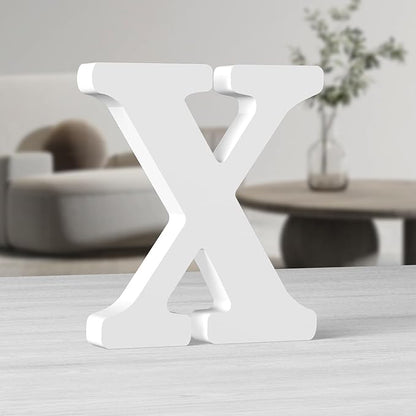 AOCEAN 10 Inch White Big Wood Letters, Unfinished Wooden Letters for Wall Decor, Standing Letters Slices Sign Board Decoration, Craft Home Party Projects (X)