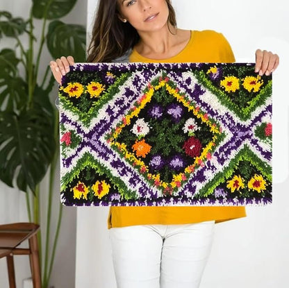 KitsMaster Latch Hook Kits, Beginner-Friendly Rug Making Craft Set, Perfect Craft Gift | Latch Hook Craft for Home Décor, Gifts & Relaxation, 23.6''x15.8'' (Floral Diamond)