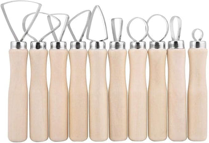 Akozon Pottery Tools Clay Sculpture Tool Set JR2-10/ 10Pcs DIY Wax Carving Pottery Shapers Tools Clay Sculpting Tools Set Accessories