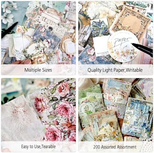 Diuhofart 400Pcs Vintage Scrapbook Supplies Kit, Scrapbook Paper and Journaling Stickers Set, 4Pack Scrap Booking Kit for Junk Journals, Bujo, Collage, Card Making, DIY Crafts Arts - Image 2