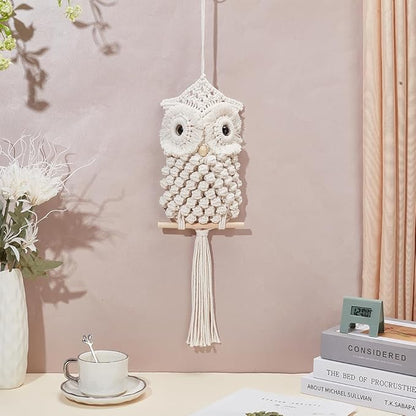 FREEBLOSS Macrame Owl Kit for Beginners Macrame Wall Hanging Kit Macrame Tassels Wall Haning Boho Wall Hanging DIY Macrame Kit Macrame Owl Wall Hanging Decor for Adults Gift