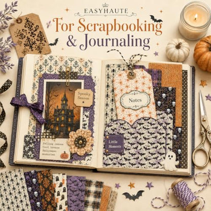 Vintage Halloween Scrapbook Paper Scrap Book Scrapbooking Pattern Classic Spooky Aesthetic Patterned Craft for Cardmaking Junk Journaling DIY Crafts Fall Decorations, 6x6 24 Sheets Acid Free Papers - Image 6