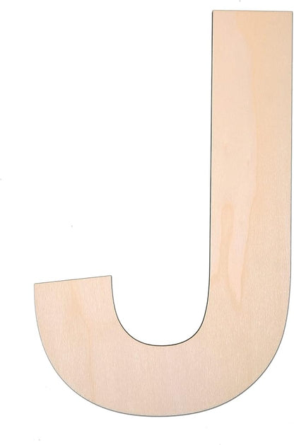 12 Inch Wooden Letter J, 1/4 Inch Thick Large Unfinished Wood Letter for DIY Crafts Home Wall Decor