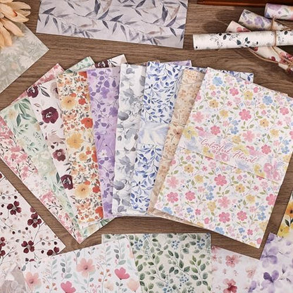 180 Sheets Vintage Floral Scrapbook Paper - 9 Themes Aesthetic Small Flowers Pattern, Decorative Craft DIY Paper Kit for Bullet Journal, Junk Journal Supplies, Collage, Cardmaking 5.5x8 Inch - Image 7