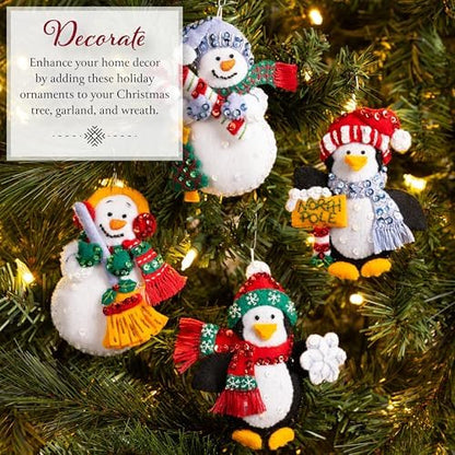 Bucilla, Felt Applique 4 Piece Ornament Making Kit, Polar Pal Parade, Perfect for DIY Arts and Crafts - Image 4