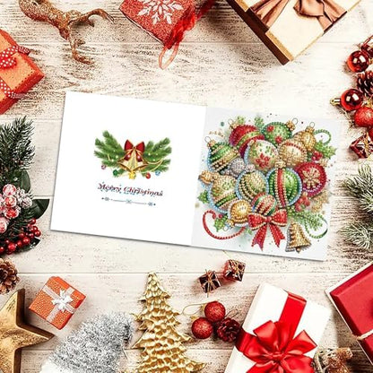 DIZAKIM 6 Pieces Christmas Theme Design Diamond Painting Greeting Card Set, DIY 5D Unique Rhinestone Art Embellishment Mosaic Christmas Greeting Card Crafts, Mosaic Handmade Creative Postcards (#8) - Image 4