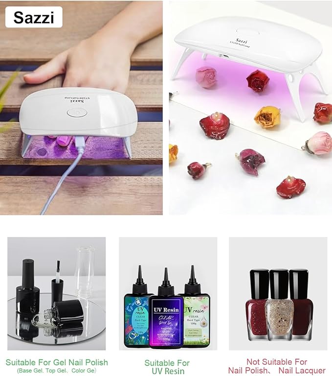 Sazzi UV LED Nail Lamp UV Light for Gel Nails, Nail Dryer for Gel Polish and Resin, Curing light24W