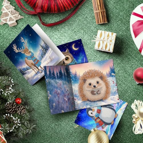 LAKEQUILL DIY Diamond Art Painting Greeting Kit, 12 Pieces, Creative Craft Set，Snow Animals - Image 3