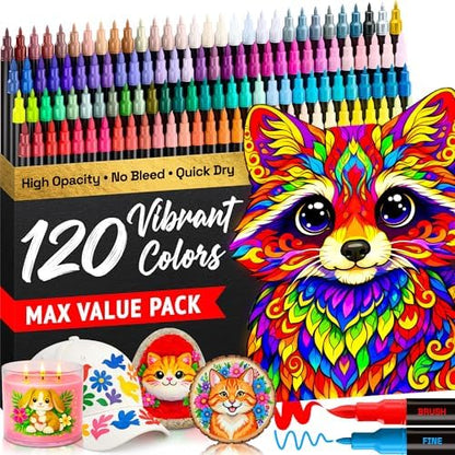 ARTISTRO 120 Dual-Tip Acrylic Paint Marker Pens for Drawing by ARTISTRO