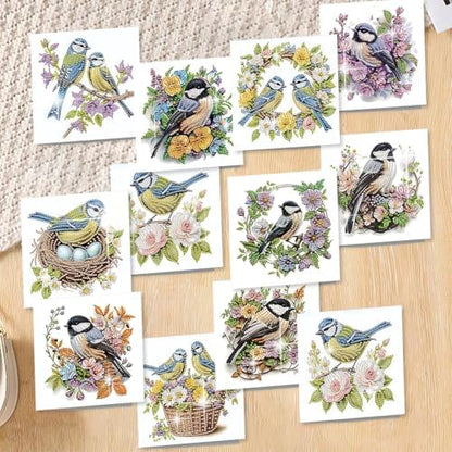 C'eitura 12Pcs Bluebird Diamond Art Painting Greeting Card Kit with Envelopes, DIY Bird Theme Christmas Birthday Thanksgiving Card Making Set, Nature Inspired Handmade Card Craft - Image 2