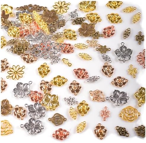 stino 100g Metal Pendant Charms for Jewelry Making, Bulk Silver & Gold Plated Charms for Braclet Necklace Crafts, Animal Plant Flower Pet and so on by stino