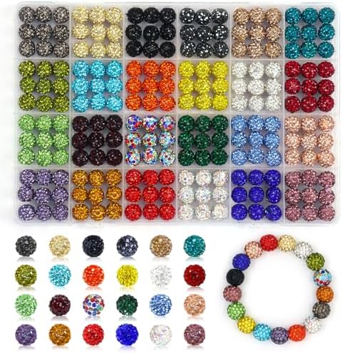 216 Pcs 10mm Clay Rhinestone Beads, Glitter Sparkle Baseball Beads, Shiny Disco Ball Design Beads for Jewelry Making, Craft Supplies for Adult Bracelets Necklaces Earrings Decoration (Kit 2) by Welcometobuy