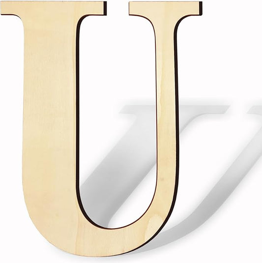 17 Inch Unfinished Wooden Letters, Blank Wood Letters Sign for Home Wall Decor, Large Unpainted Wood Letter for Crafts,Birthday,Wedding Party Decoration,Large Wooden Alphabet Letter U