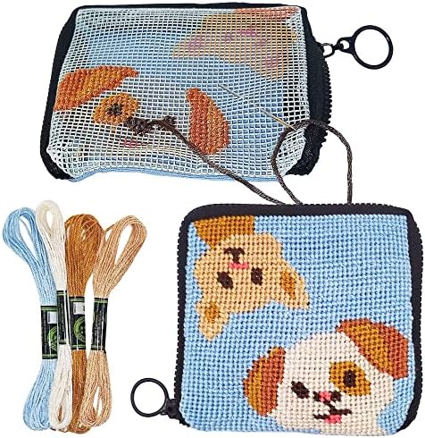 Needlepoint Kit for Kids Ages 6-12 - Cat & Dog Wallet Cross Stitch Craft by Craftiloo