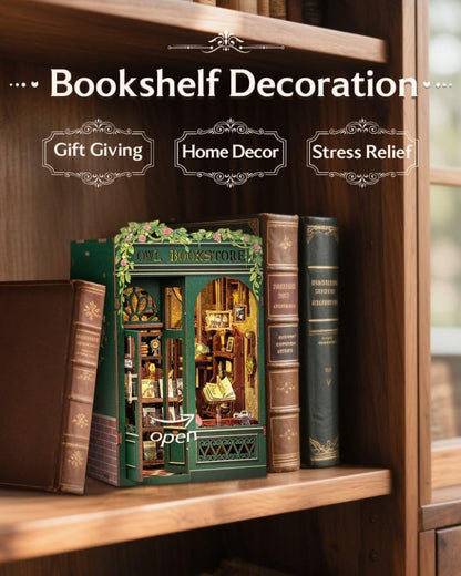 CUTEBEE Book Nook Kit, DIY Miniature House Kits for Adults, Owl Bookstore - Image 3