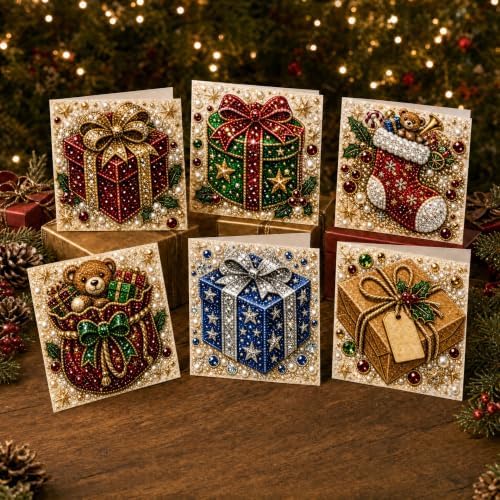 6Pcs Christmas Box DIY Pearl Diamond Art Greeting Cards Kits by Unknown