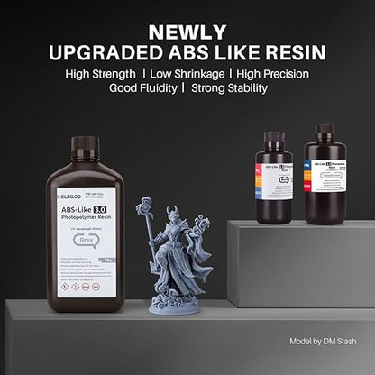 ELEGOO ABS-Like 3D Printer Resin 3.0, 405nm UV-Curing Photopolymer Resin for Mars Saturn Jupiter MSLA DLP LCD 3D Printers with Strength and Toughness, High Precision, Grey + Black + Clear Red (3000g)