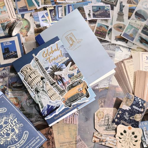 emmoolife Scrapbooking Supplies Kit, Daily Life World Travel Scrapbook Kit for Bullet Junk Journal, Stationery, A6 Grid Notebook, DIY Journaling Supplies, Birthday Craft Gift Teen Women - Image 7
