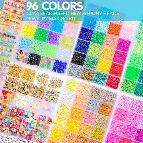 OCCALONG 6 Box Set Friendship Bracelet Making Kit - 13000 Pcs, DIY Jewelry Making Set - Includes Clay, Seed, Pony Beads, Charms, and String - Image 2