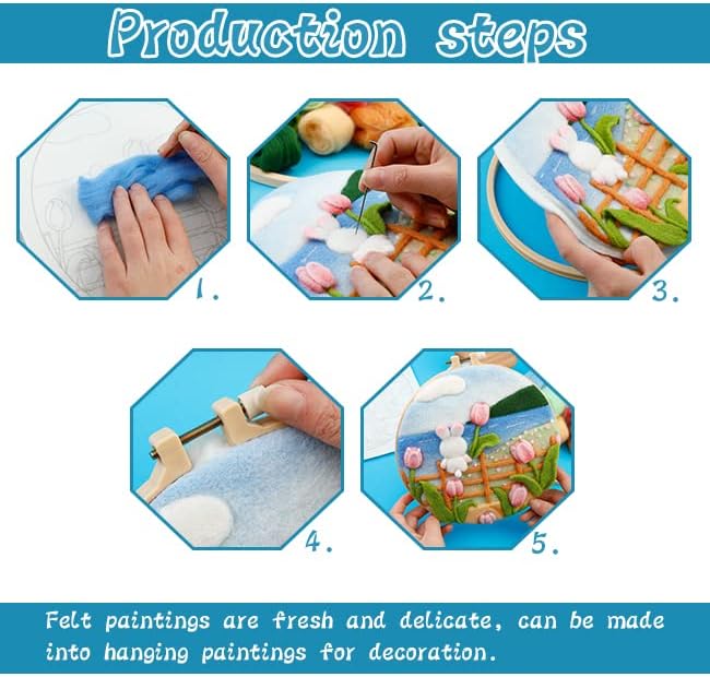 kgxulr Needle Felting Kit, Tulips Felting Kits, Wool Painting Kit - Image 5